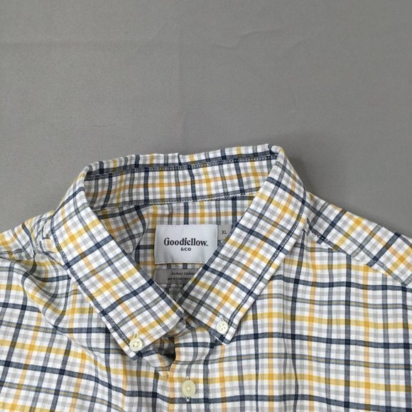 Goodiellow & Co Mens Button Down Shirt Extra Large Gray Yellow White Plaid #0064 - Picture 6 of 11